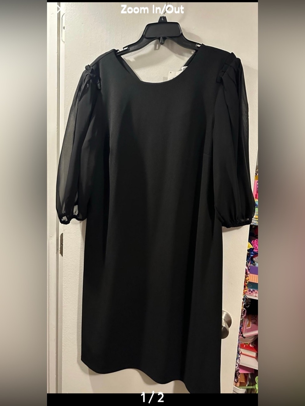 Chetta B Black 3/4 -Sleeve Sheer Puff Dress